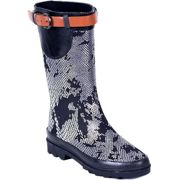 Forever Young Women's Short Shaft Rain Boots Croc Texture