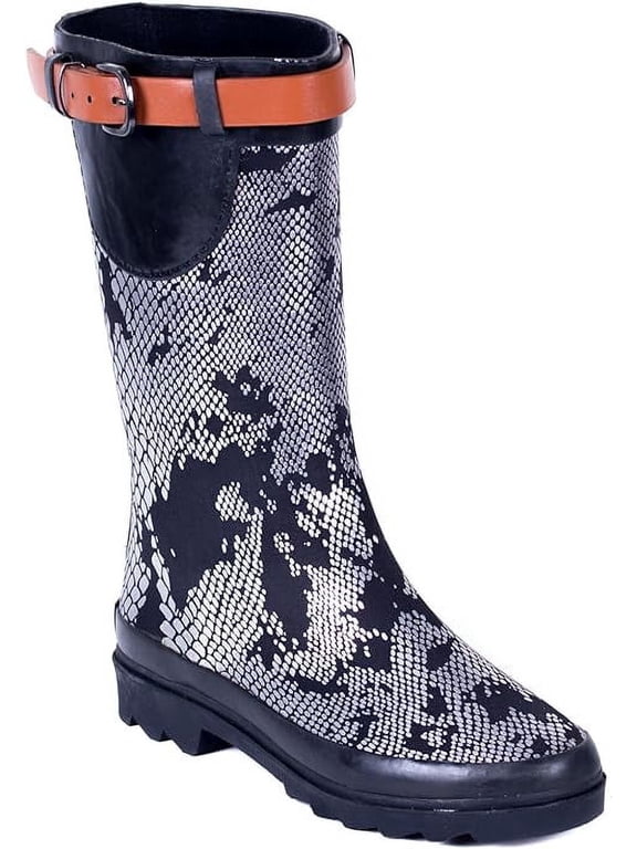 Women's Short Shaft Rain Boots Croc Texture