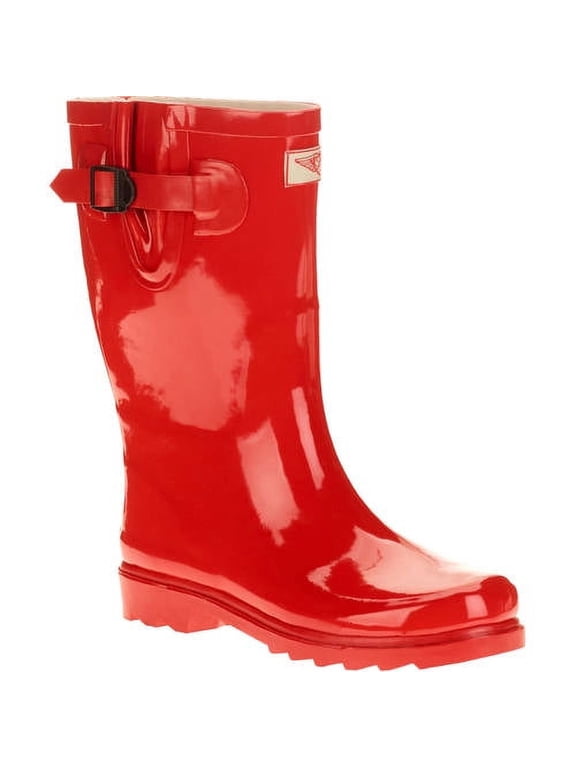 Women’s Forever Young Mid-Calf Rain Boots – Waterproof Rubber Boots with Adjustable Side Buckle – Durable Non-Slip Sole for Wet Weather, Gardening, Outdoor Work, and Everyday Wear