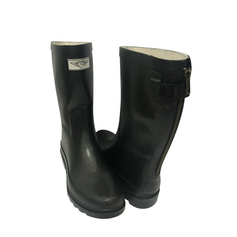 Forever Young Women s Solid Color With Back Mock Zipper Rain Boots