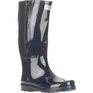Forever Young Women's Solid Tall Side Mock Zipper Rain Boot