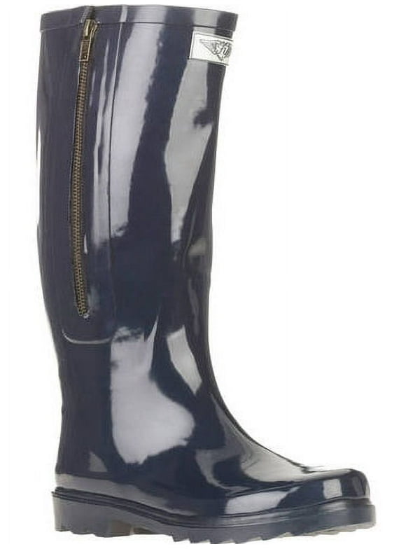 Forever Young Women's Solid Tall Side Mock Zipper Rain Boot