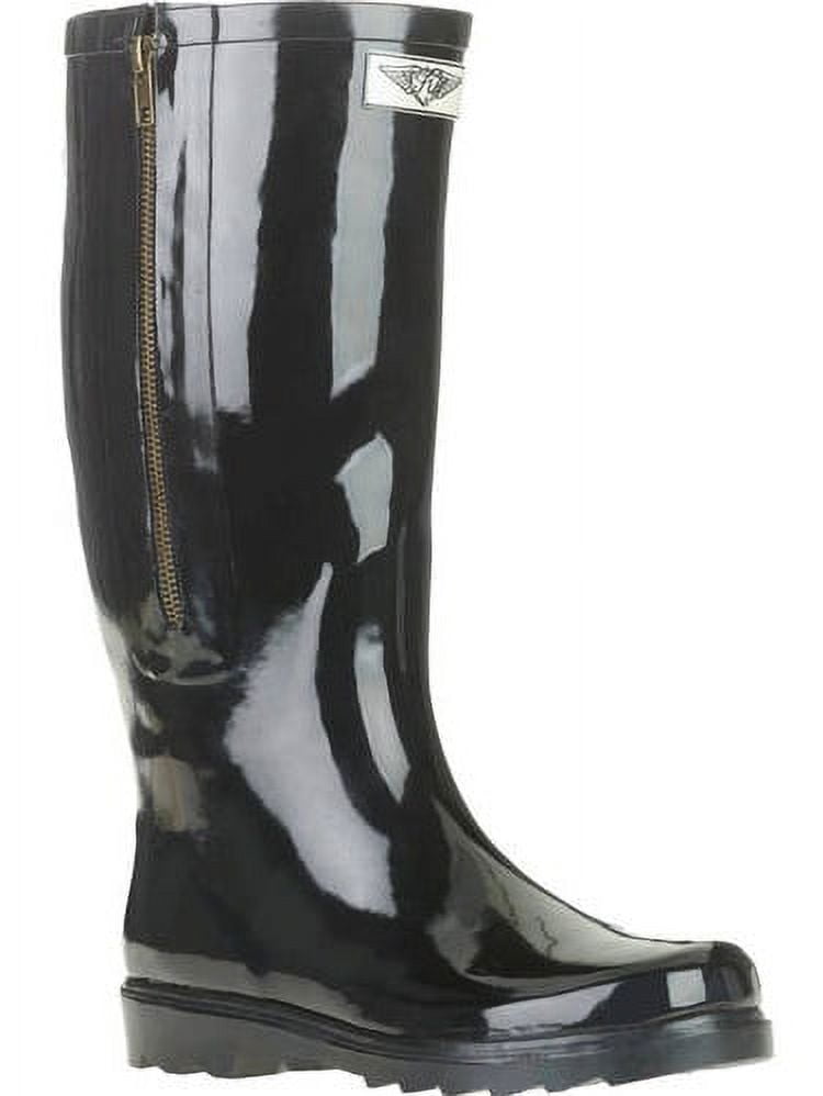 Forever Young Women's Solid Tall Side Mock Zipper Rain Boot