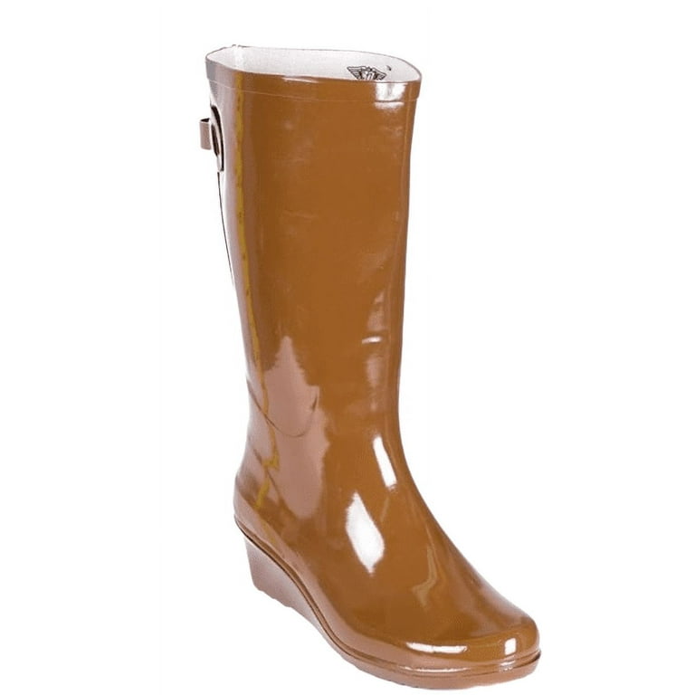 Forever Young Women s Tall Wedge Printed Plaid Rain Boot Walmart