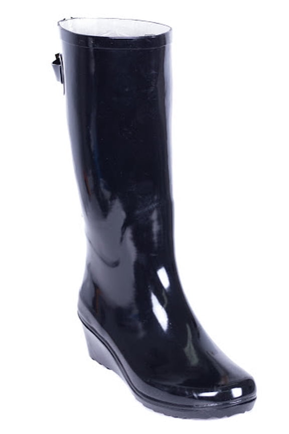 Women's Tall Wedge Printed Plaid Rain Boot