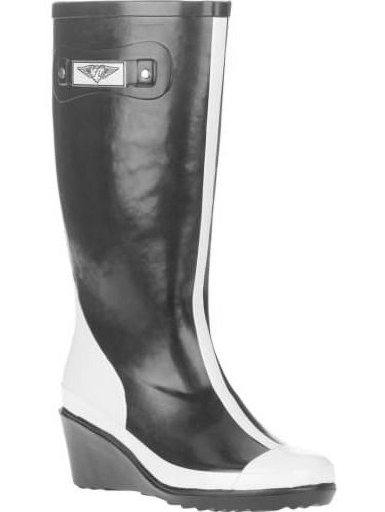 Forever Young Women's Wedge Tall Two-Tone Rain Boot