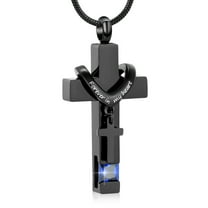 Forever in My Heart Birthstone Personalized Double Cross Urn Pendant Cremation Jewelry for Ashes Cross Ashes Keepsake