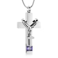 thumbnail image 1 of Forever in My Heart Birthstone Personalized Double Cross Urn Pendant Cremation Jewelry for Ashes Cross Ashes Keepsake, 1 of 7