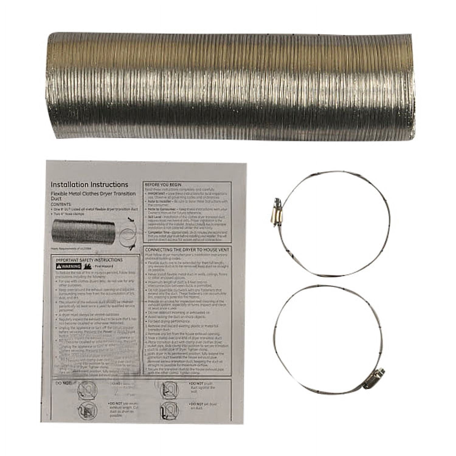 ForeverPRO PM08X10085 Universal 8' Flexible Metal Dryer Duct for GE Dryer PM08X10076 PM08X10077 PM08X10084