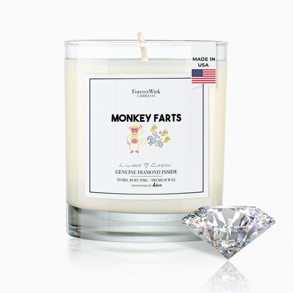 ForeverWick Diamond Candle 14oz Monkey Farts Soy Wax Candle With Diamond Inside - Funny, Humor, Kids, Funny Candle, Birthday Candle, Fruity Candle, Diamond