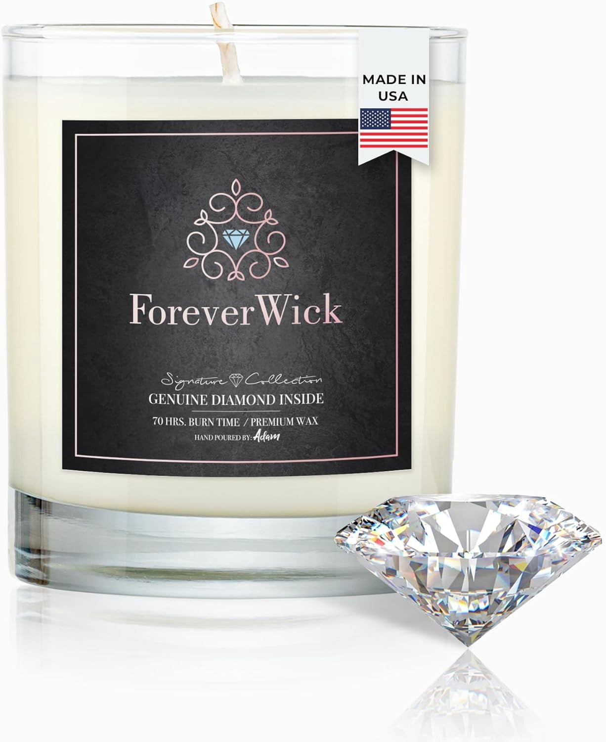 ForeverWick Surprise Candle with Diamond Inside | Foreverwick Candles | Fruit Scented Soy Candles Gifts for Women Aromatherapy Candle Wax | All-Natural Organic Soy Candle 14oz | 70h