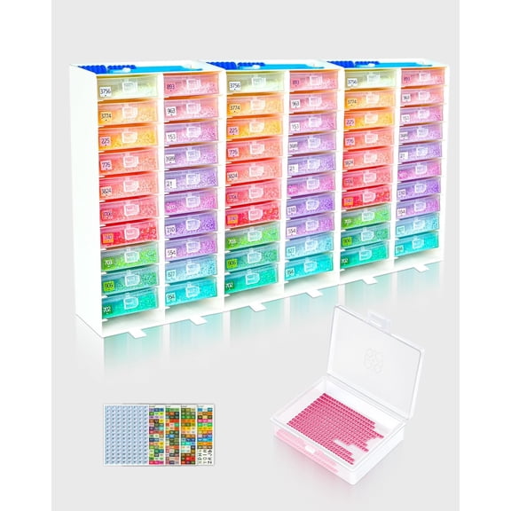 ForeverYoung 3-in-1 Diamond Art Tray Set, Diamond Art Storage Containers, Tray & Rack All-in-One with Top Tool Storage & Anti-Tip Stability, Diamond Painting Accessories and Tools (3 Packs, 60 PCS)