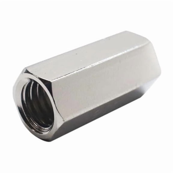 Coupling Nut, M6-1.00, 18-8 Stainless Steel, Not Graded, NL-19, 18 mm Lg, 10 mm Hex Wd, 25 PK