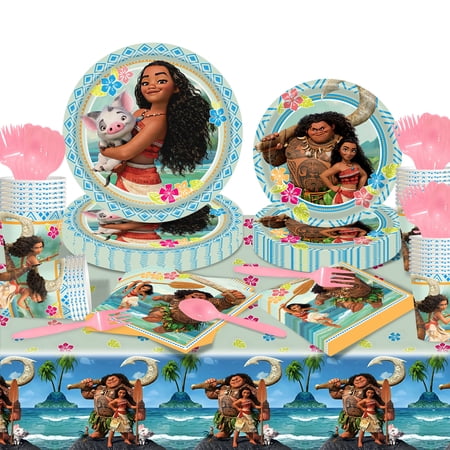 Forfamy 121 Pcs Moana Birthday Plates and Napkins Party Supplies, Moana Birthday Party Supplies and Decorations for kids Birthday Party, Serves 20 Guests