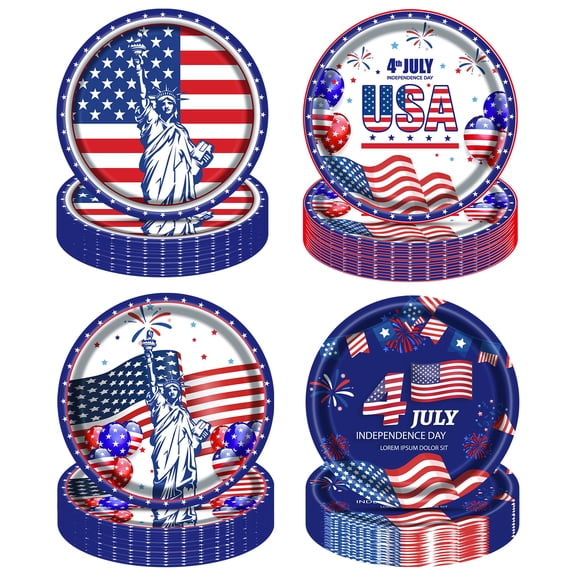 Forfamy 40Pcs 9 inch Independence Day Party Plates and Napkins Party Supplies, 4th of July Decorations, Independence Day Decorations