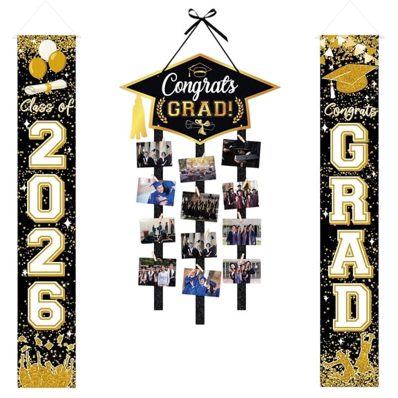 Forfamy Graduation Decorations Class of 2026 Congrats Grad Banner Graduation Photo DIY Grad Party Decorations