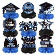 Forfamy Graduation Party Supplies Set, 9Pcs Graduation Themed Honeycomb Centerpiece 3D Table Toppers Graduation Party Decorations