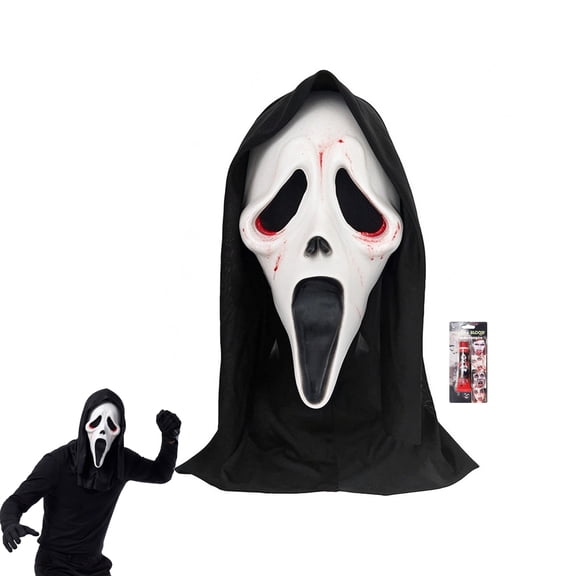 Forfamy Halloween Mask Adults Halloween Men Scary Movie Mask Realistic Masquerade Costume Accessories Theme Party Cosplay Fancy Dress