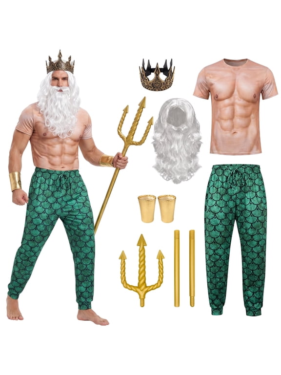 Halloween Poseidon Costume Men Halloween Costumes Adult Cosplay Costume Outfit Men