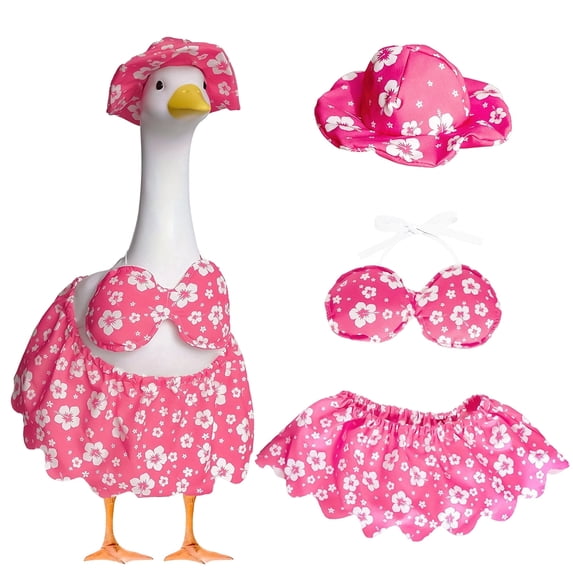 Forfamy Hawaiian Goose Outfit Summer Porch Goose Outfits Bikini Goose Clothes Cute Goose Costume for Outdoor Garden Yard Decor