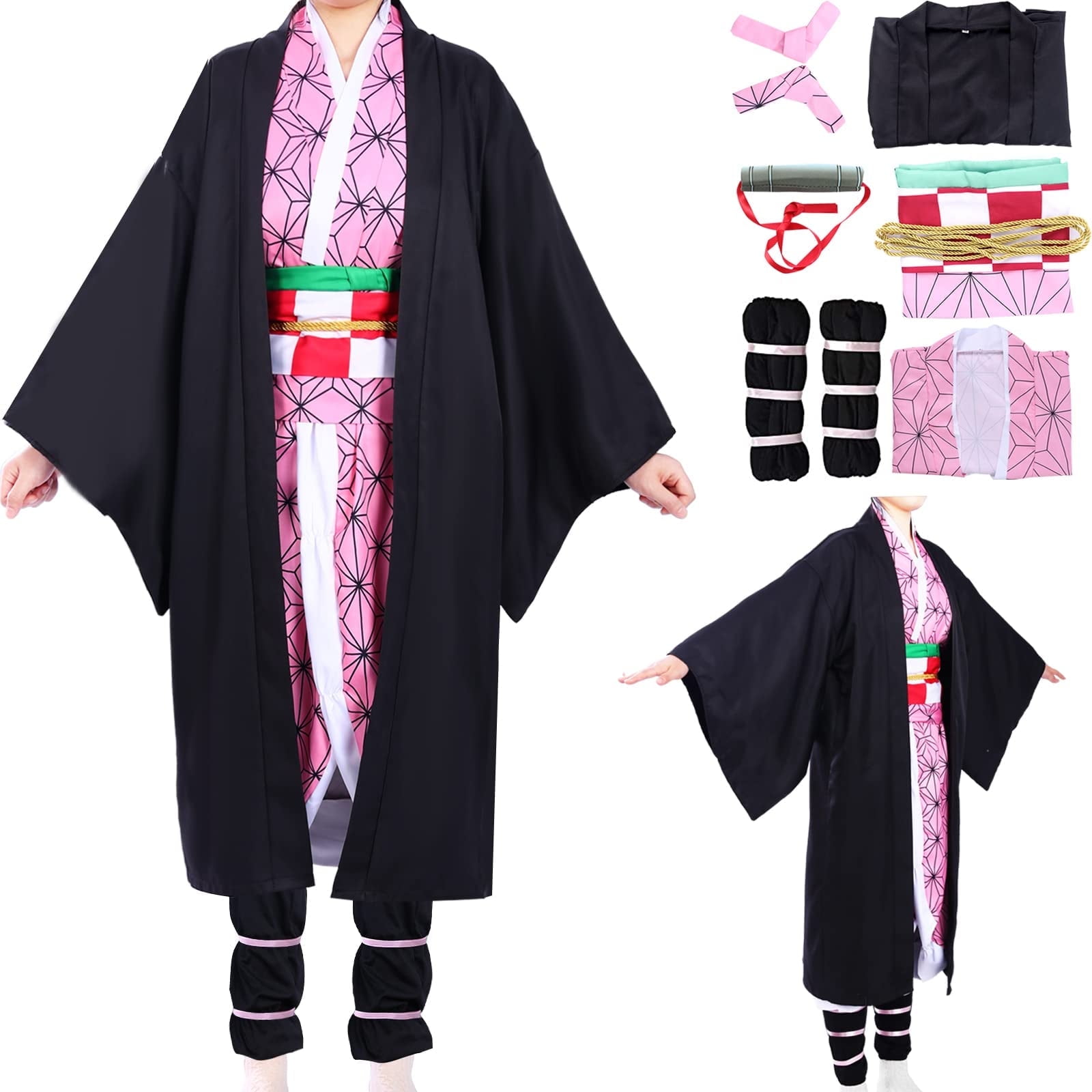 Anime Cosplay Costume Kimono - Kamado Character Outfit For Halloween & Conventions (Full Set)