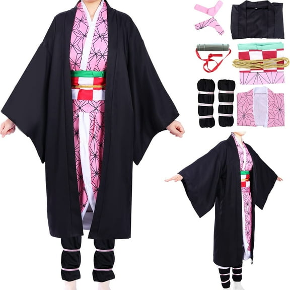 Forfamy Kamado Nezuko Cosplay Costume Kimono Cosplay Outfit Halloween Costume Women