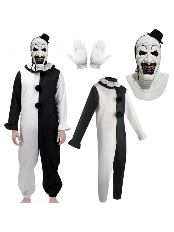 Scary Clown Costume Adult, Scary Halloween Costume Outfits, Fun Dress-Up Costume for Parties, Role Play and Carnival Cosplay