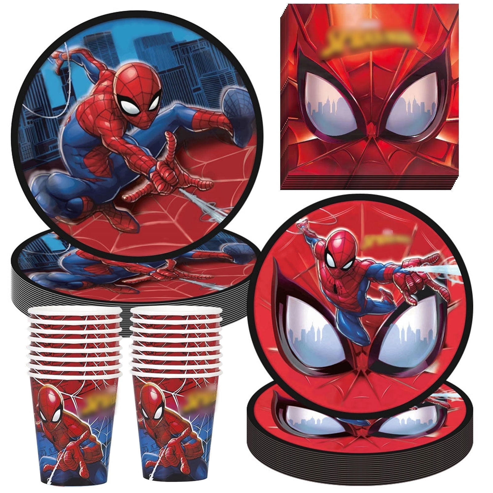 Forfamy Spider Birthday Plates and Napkins Party Supplies, 80 Pcs Spider Birthday Party Supplies and Decorations for kids Birthday Party, Serves 20 Guests