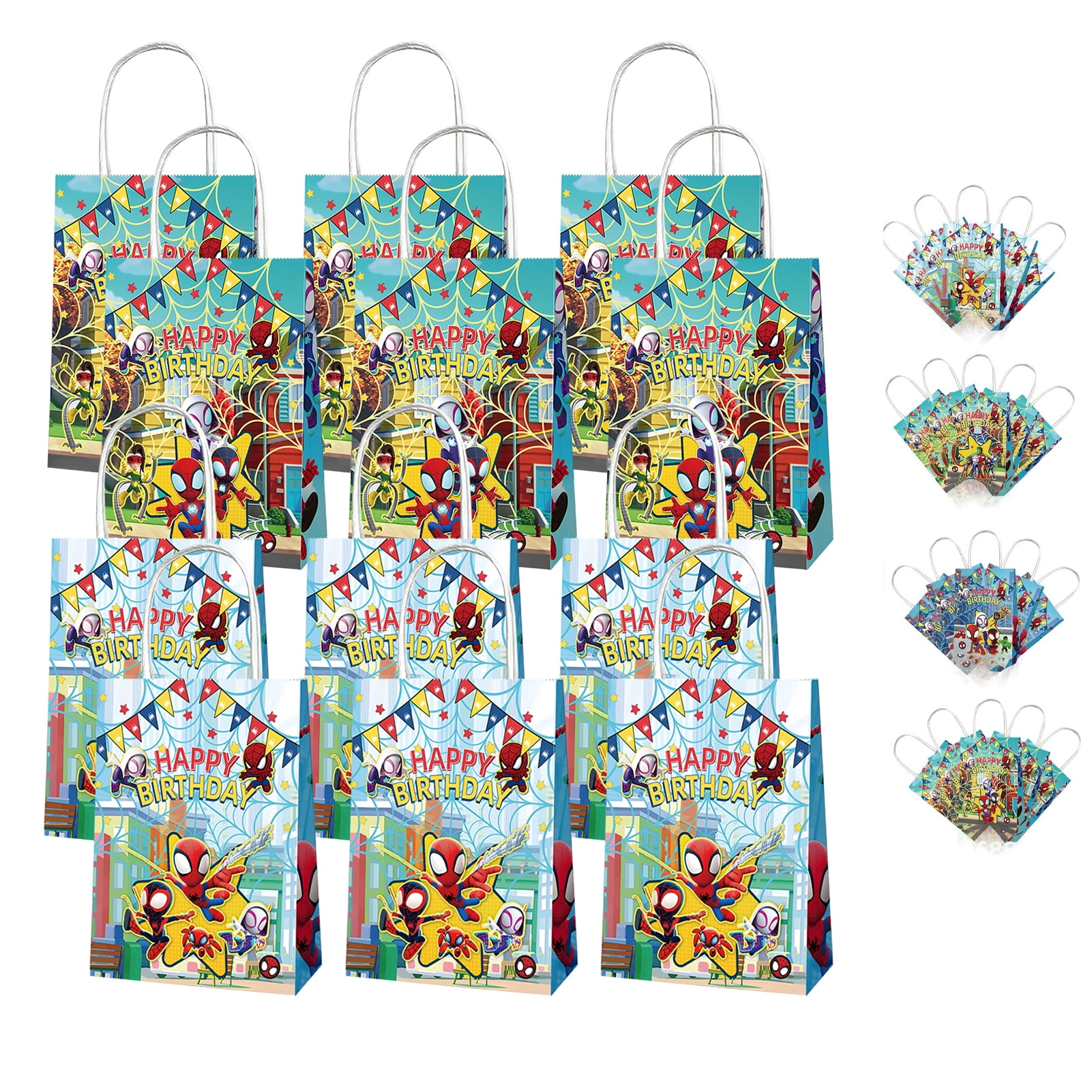 12 Spider-Themed Party Favor Bags With Handles - 7.9x4.7 Inches, Gift Bags For Birthday, Baby Shower, Spider Fans - View #5