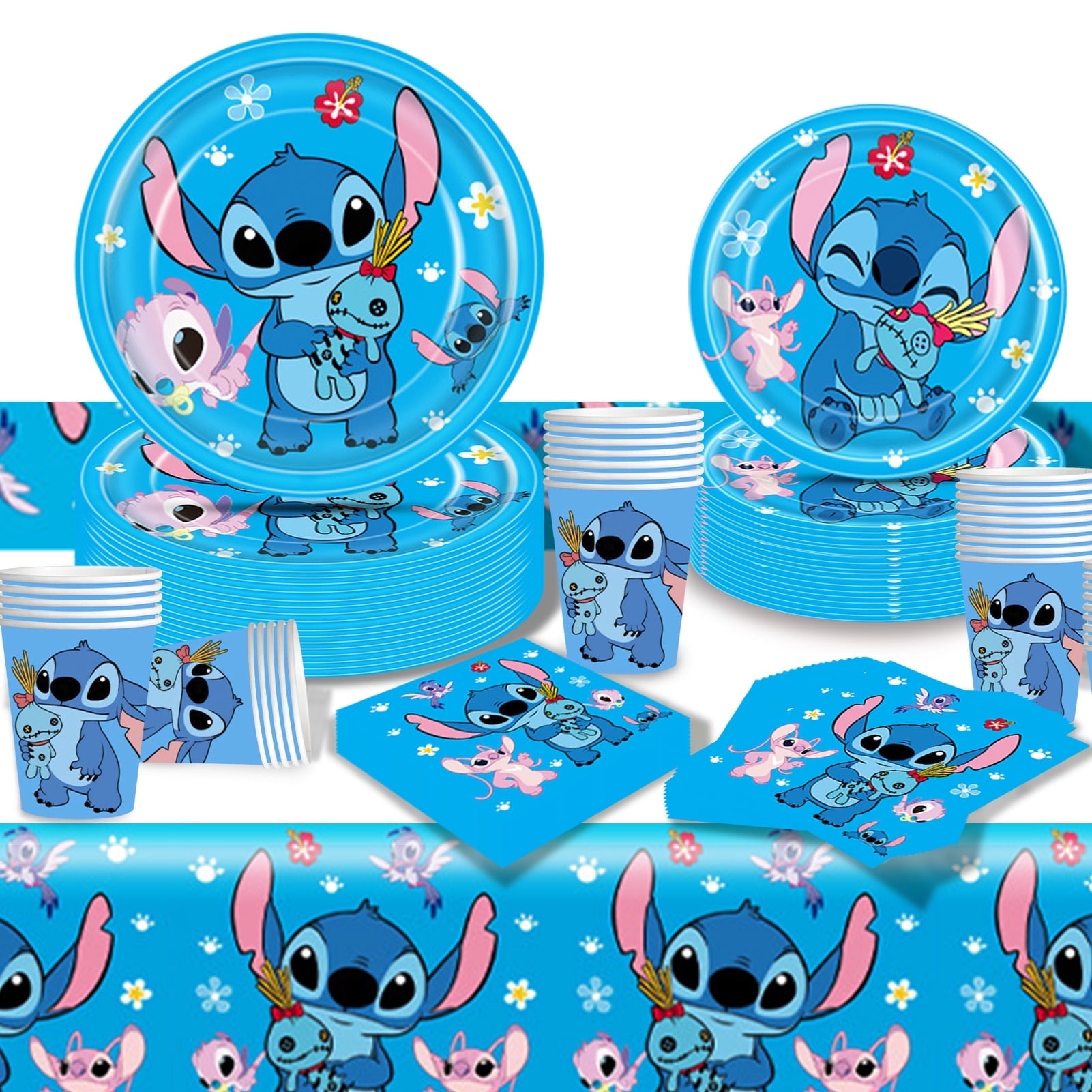 Forfamy Stitch Birthday Decorations 20 Guests, Stitch Party Supplies Plates Cups Napkins Tablecloth