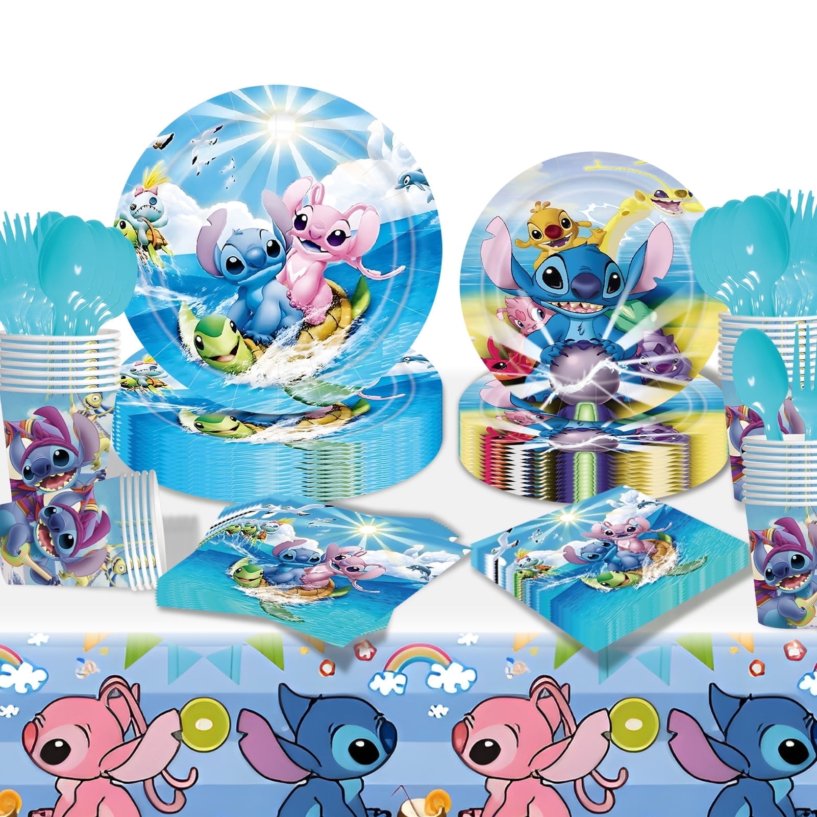Forfamy Stitch Birthday Party Decorations Tableware Set, Stitch Party Supplies Paper Plates Cups and Napkins for Birthday Kit 20 Guests