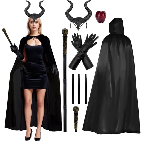 Forfamy Witch Halloween Costume Witch Women Horns Headband Headpiece for Halloween Cosplay Carnival