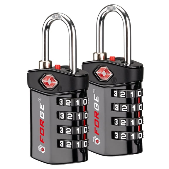 Forge Combination Locks, 2 Pack Black Luggage Locks.