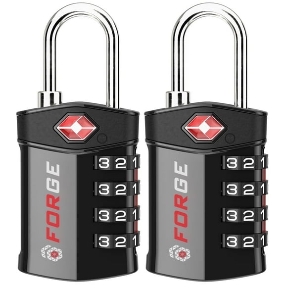 Forge Combination Locks, 2 Pack Black Luggage Locks.
