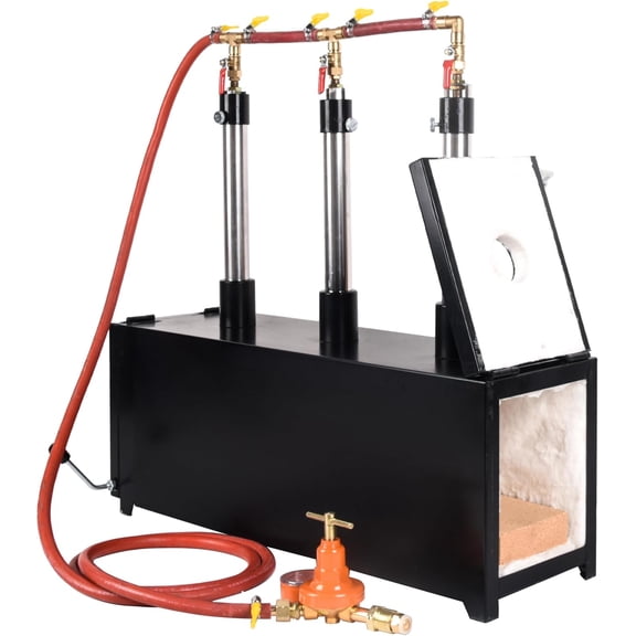 Forge Furnace with Three Burners, Large Capacity, Square Propane Forges for Blacksmithing with 2 doors, Suitable for Artist Hobby Beginner Friendly DIY Knife Making Tool Farriers Furnace