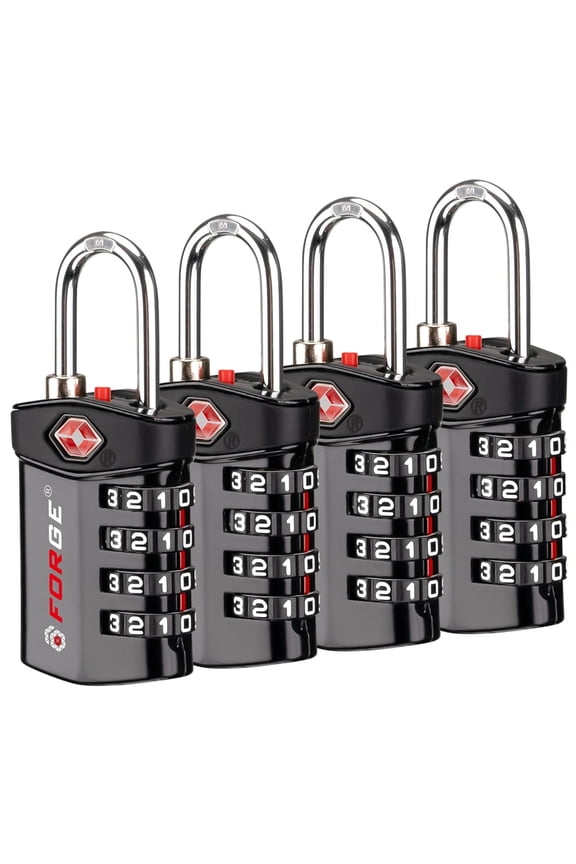TSA Approved Combination Luggage Lock, Black 4 Pack