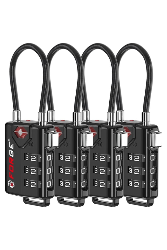 TSA Approved Combination Luggage Locks, Black 4 Pack