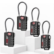 Forge TSA Approved Combination Luggage Locks, Black 4 Pack