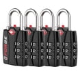 thumbnail image 1 of Forge TSA Approved Luggage Locks - Black 4 Pack - Lifetime Warranty, Easy Read Dials, Open Alert Indicator, Alloy Body, 1 of 8