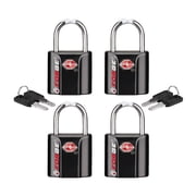 Forge TSA Approved Key Locks Luggage Lock, Black 4 Pack. Ultra-Secure TSA006 Dimple Key Travel Locks, .