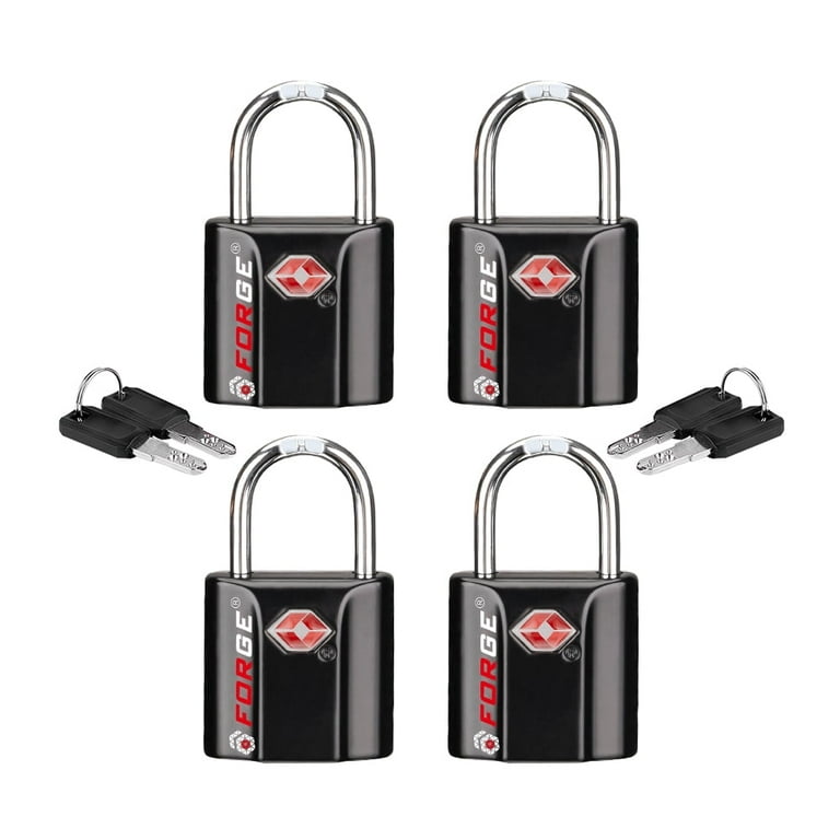 Forge TSA-Approved Luggage Locks, Pack of 4, Dimple Key
