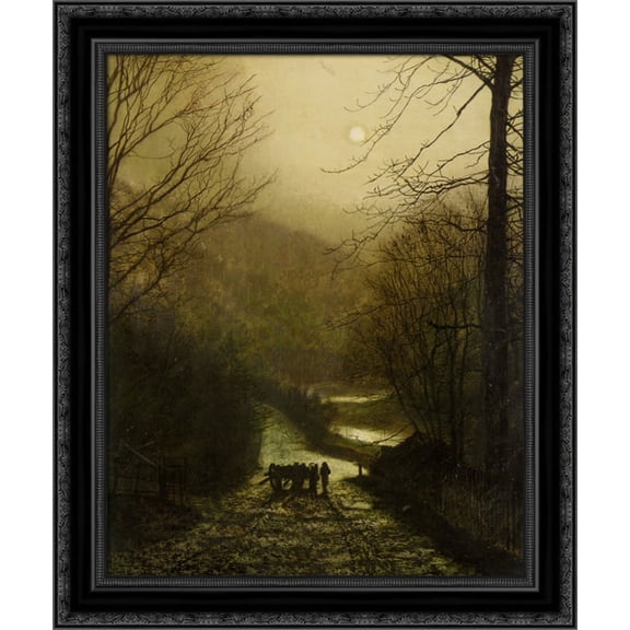 Forge Valley Near Scarborough 20x23 Black Ornate Wood Framed Canvas Art by Grimshaw, John Atkinson