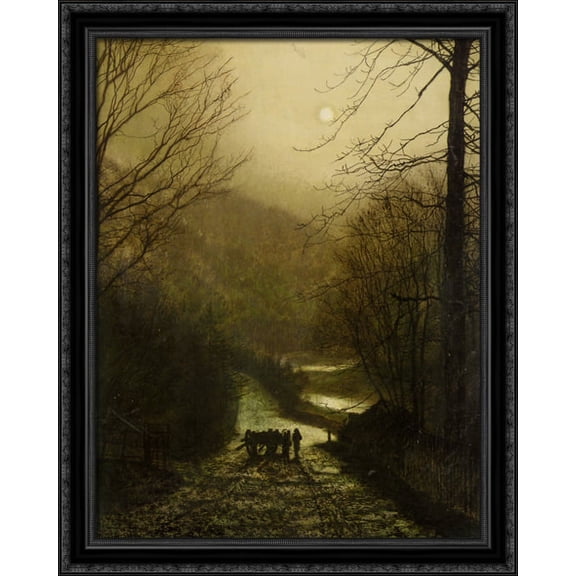 Forge Valley Near Scarborough 28x34 Large Black Ornate Wood Framed Canvas Art by John Atkinson Grimshaw