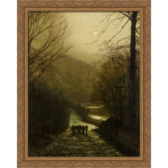 Forge Valley Near Scarborough 28x34 Large Gold Ornate Wood Framed Canvas Art by John Atkinson Grimshaw
