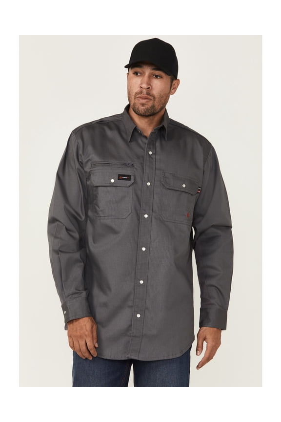 Men's Men'S Fr Lightweight Ripstop Vent Long Sleeve Snap Grey