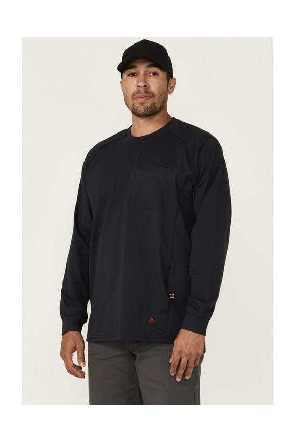 Men's Fr Solid Lightweight Long Sleeve Work Shirt Navy Medium