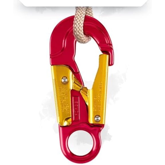 Forged Aluminum Snaphook - Double Action Self Locking Gate, Captive Eye 27 kN - Red-Snaphook- Aluminum Snap Hook Hardware