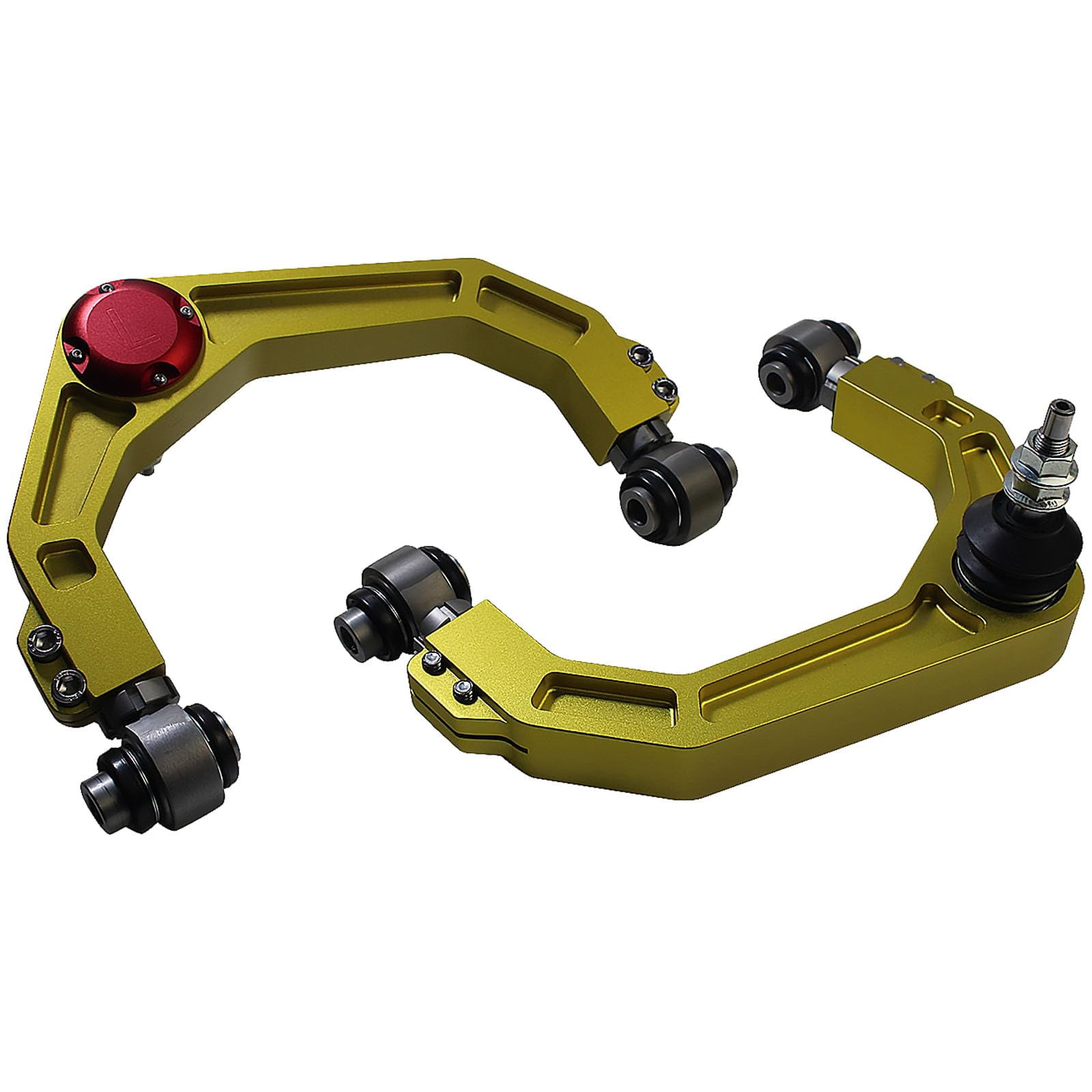 Forged Billet Aluminum 2-4 inch Upper Control Arms Compatible with 2004-2022 Ford F150 Suspension 3" Lift Kit W/Adjustable End Bushing Kit&Pre-pressed Ball Joints Yellow