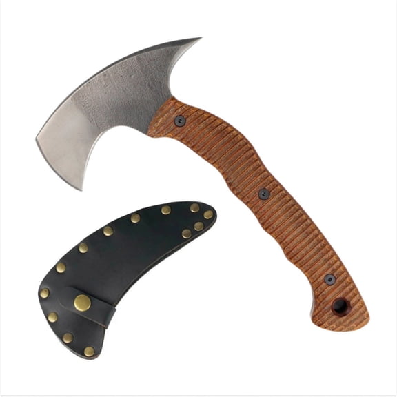 Forged Camping Hatchet 11.81'' w/ Leather Sheath, Compact axe w/ Composite Handle