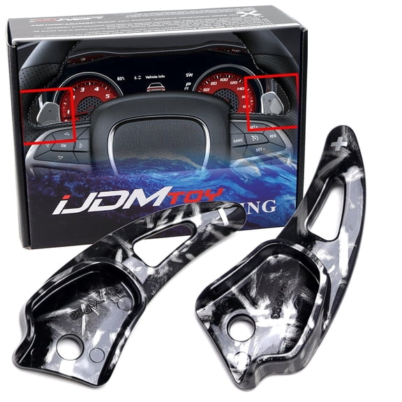 Forged Caron Fiber Pattern/Style Larger Paddle Shifter Extensions For Challenger Charger Durango, Grand Cherokee, 300/300C SRT/Performance Models
